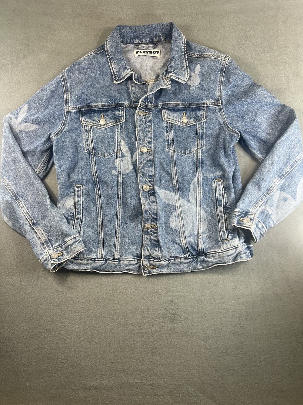 Playboy by PacSun Women's Blue Denim Jacket Size Medium- 90s Casual Style